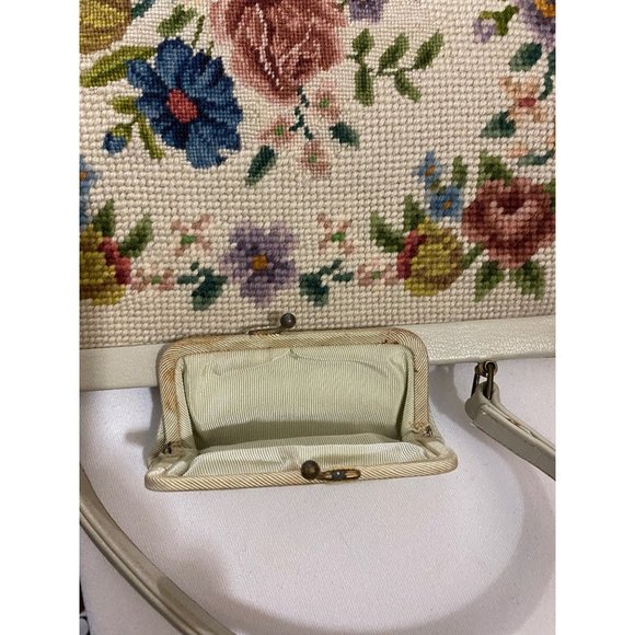 Medium Size Floral Petit Point Women Handbag - Picture 8 of 16